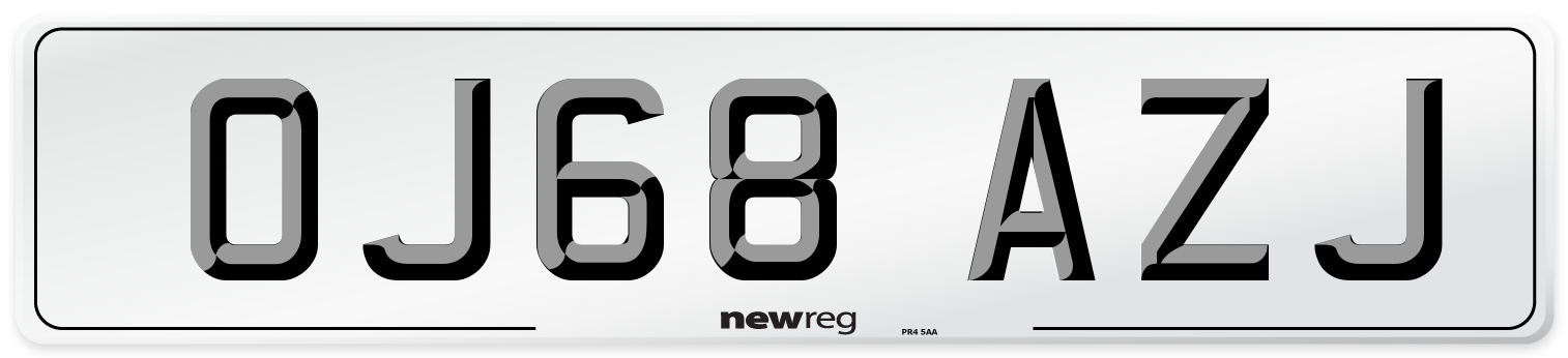 OJ68 AZJ Number Plate from New Reg